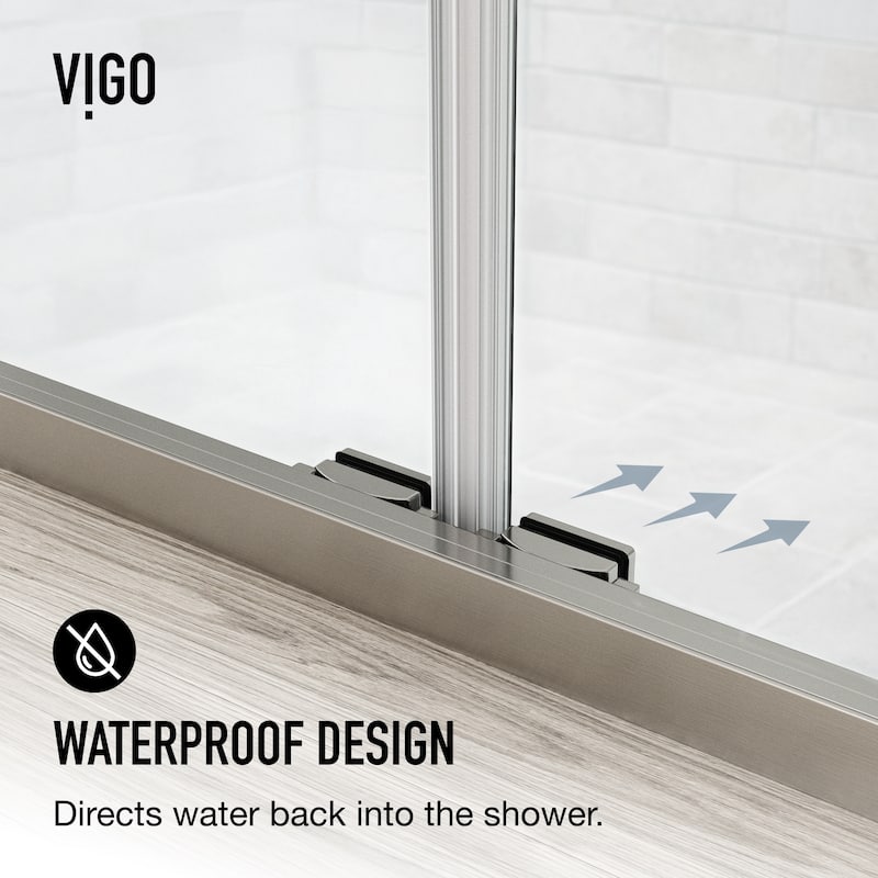 VIGO Paloma 56 to 60 in. W x 74 in. H Semi-Frameless Double-Sliding Shower Door with Clear Tempered Glass