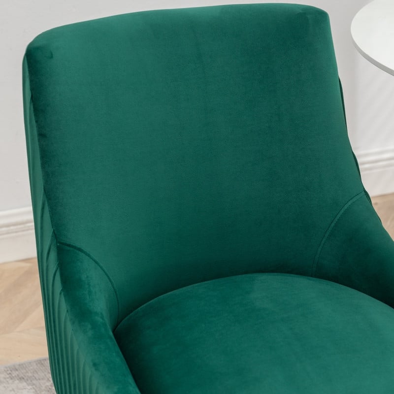 SEYNAR Modern Glam Boucle Pleated Velvet Dining Chair or Vanity Chair Set of 4 with Rear Handle