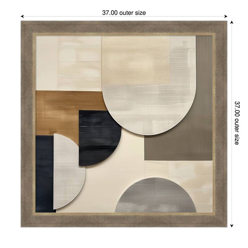 Tan Shaped in Layers by Tradelink inhouse artist Wood Framed Wall Art Print - Driftwood Tan - 37 x 37 in