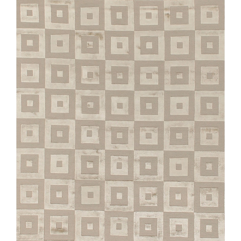 Metro Velvet hand-knotted Wool/Viscose Beige Area Rug - 8' x 10'