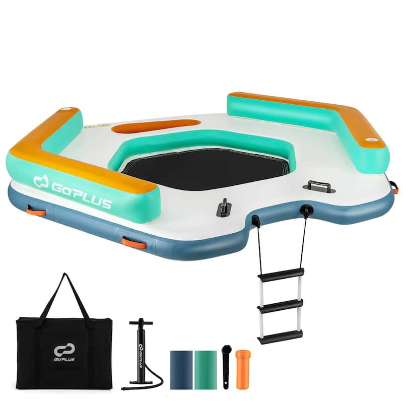 8.7FT x 8.7FT Inflatable Floating Dock Platform w/Detachable Ladder