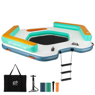 8.7FT x 8.7FT Inflatable Floating Dock Platform w/Detachable Ladder