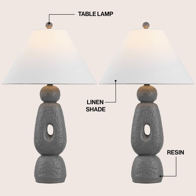 Henge 28" Organic Resin/Metal Stacked LED Table Lamp, (Set of 2) By JONATHAN Y