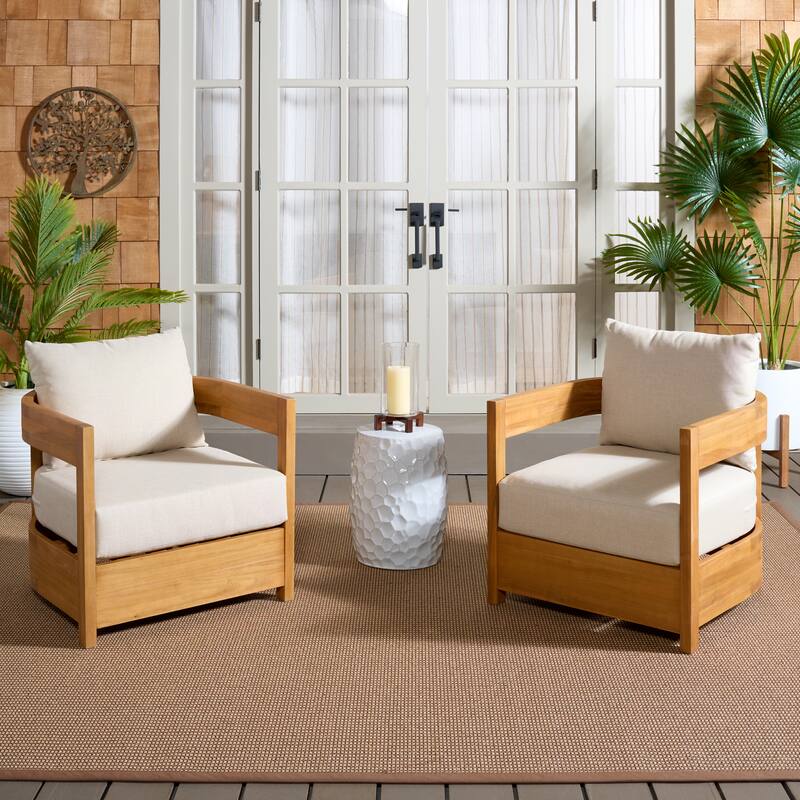 SAFAVIEH Outdoor Living Kento Armchair (Set of 2) - 27"W x 29"D x 25"H
