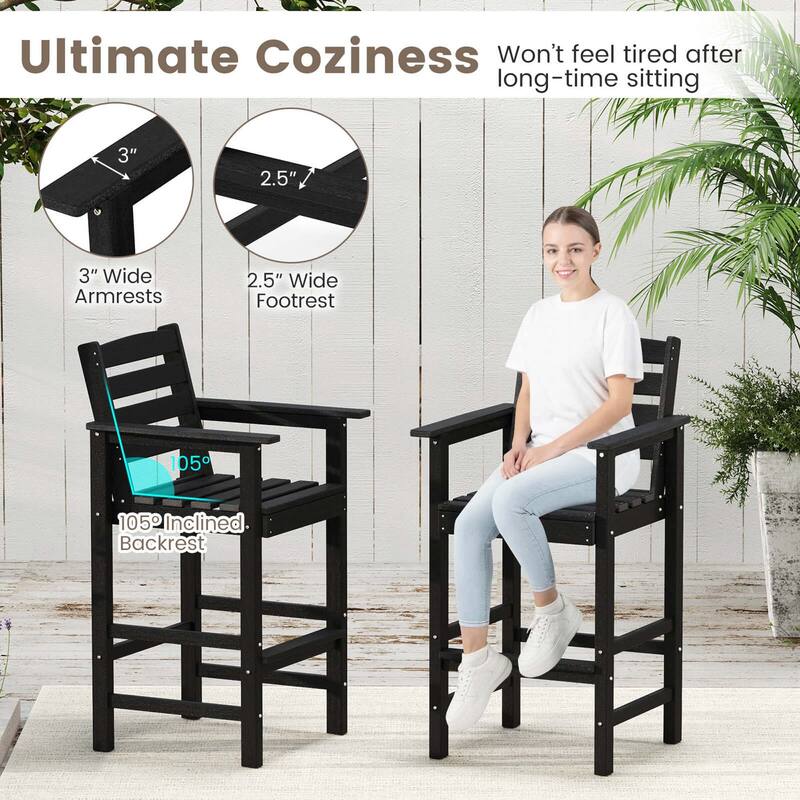 Costway 3-Piece Patio HDPE Bar Set Armchairs with Square High-Top - See Details