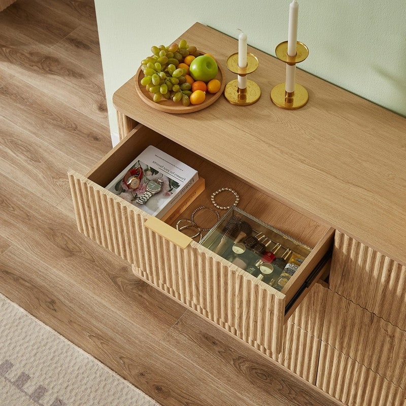 Modern 6 Drawers Dresser with Curved Design and Ample Storage for Bedroom or Living Room Organization