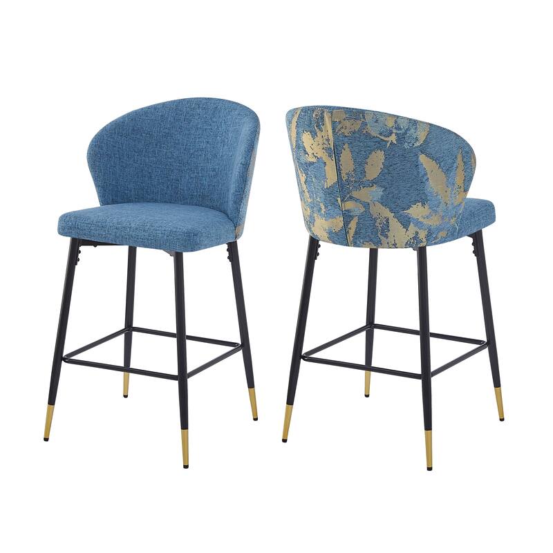 Kaedros 28" Seat Height Upholstered Jacquard Bar Stools with Footrest by Christopher Knight Home