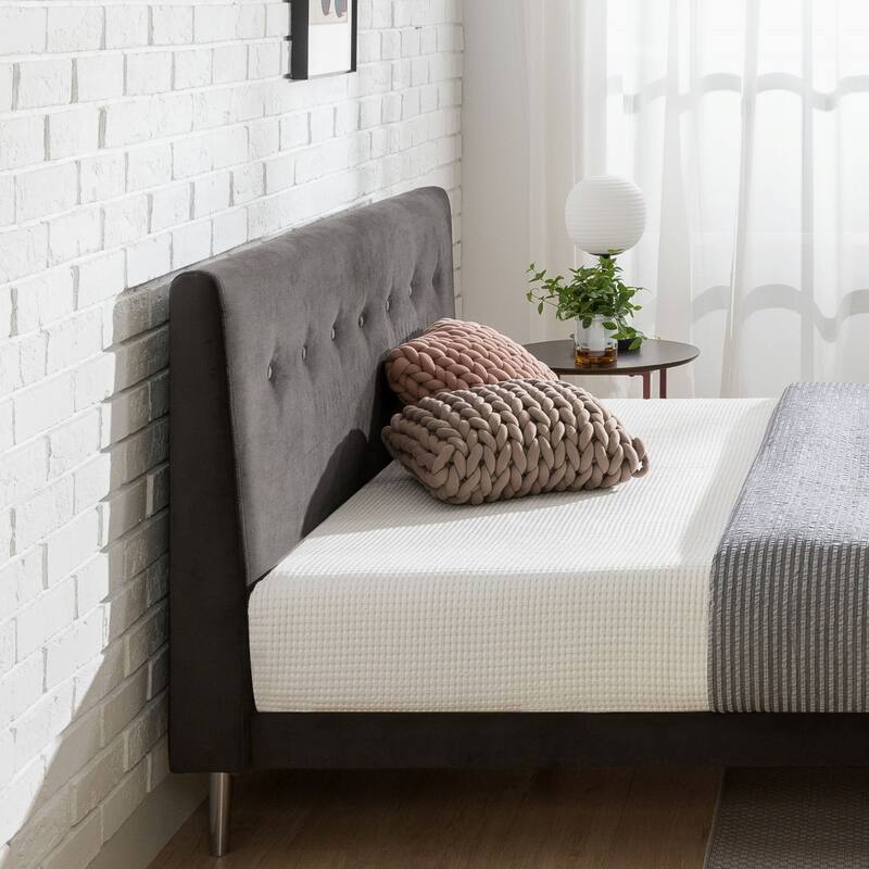 Priage by ZINUS Charcoal Velvet Upholstered Platform Bed Frame