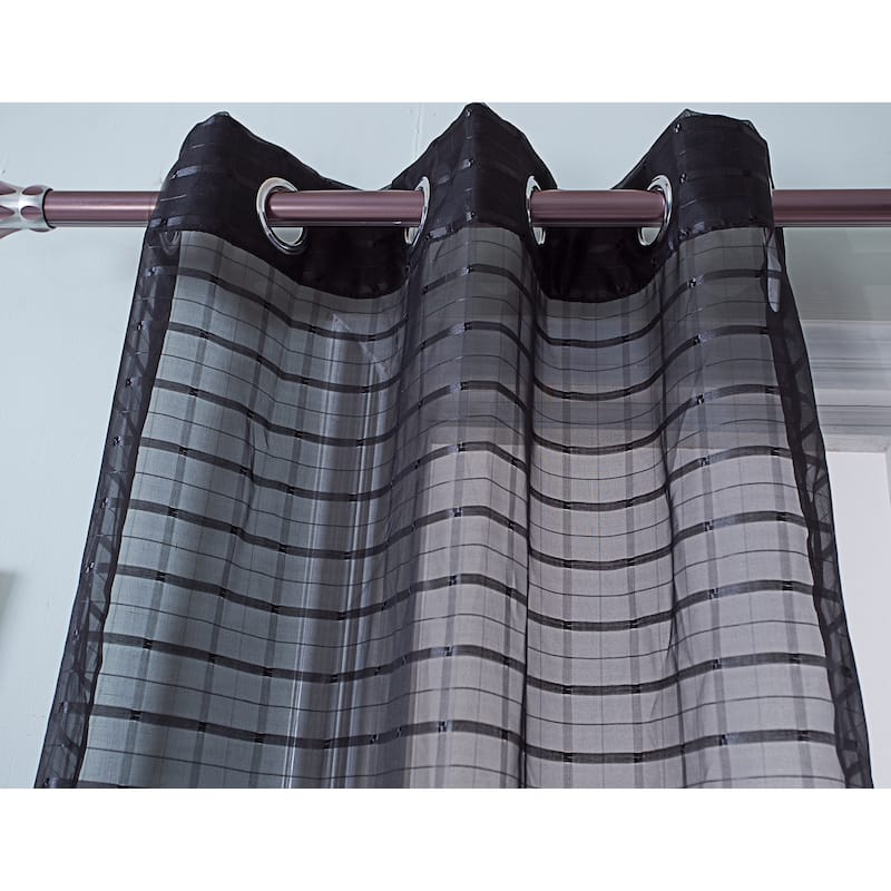 Wanda Striped Box Voile Single Grommet Curtain Panel - (1x) 54 x 90 in.
