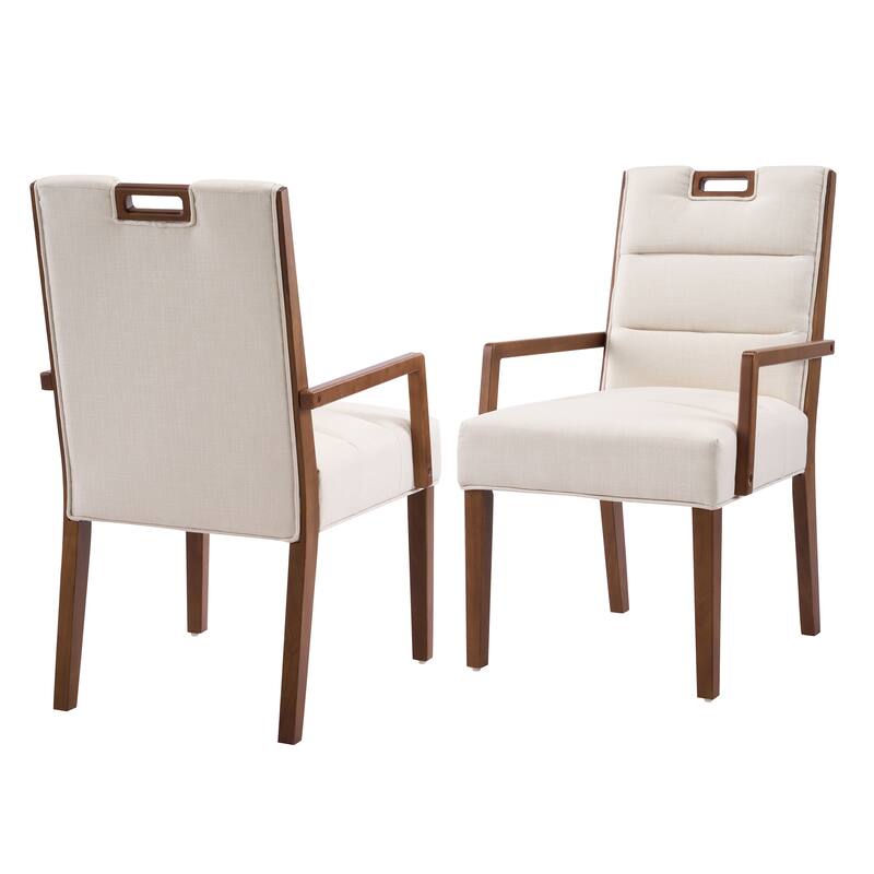 Christopher Knight Home - Modern Upholstered Rubber Wood Dining Chairs with Armrests