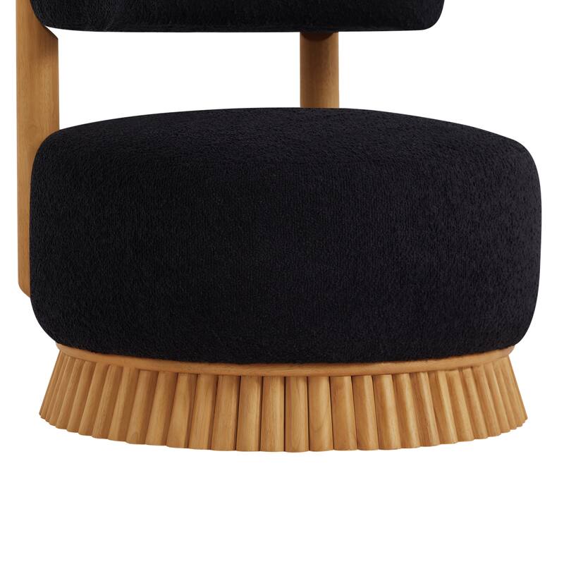 Modern Farmhouse Bouclé Armless Chair with Straw-Inspired Wood Base by Harper&Bright Designs