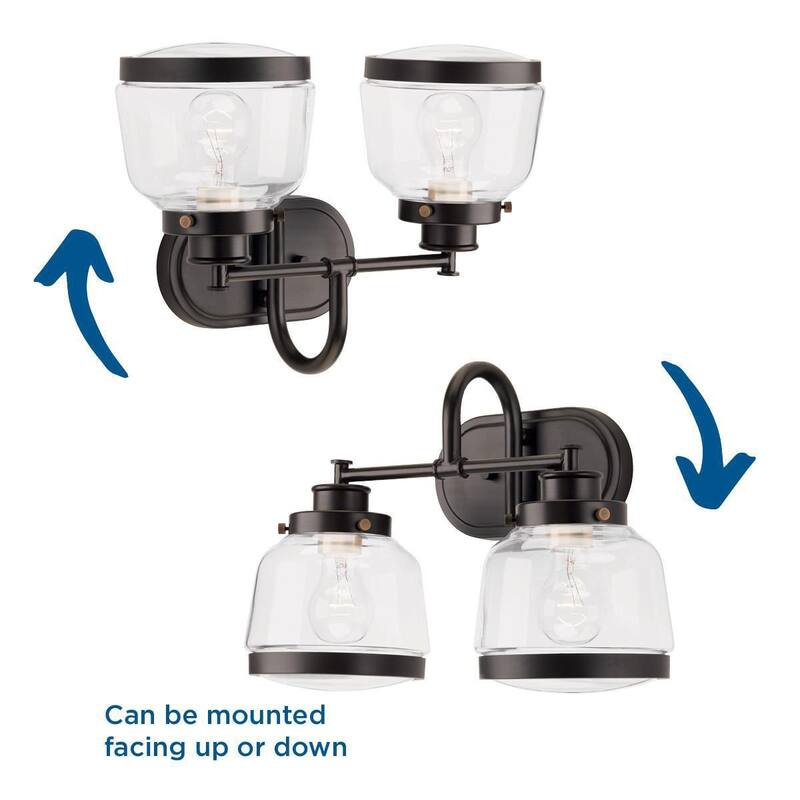 Judson Collection Two-Light Antique Bronze Clear Glass Farmhouse Bath Vanity Light - 11.25" x 16.25" x 8.5"