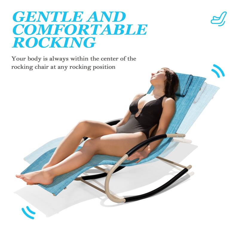 Outdoor Patio Rocking Chairs Curved Rocker Chaise Lounge Chairs (Set of 2) - 57.87" L x 24.70" W x 35.43" H