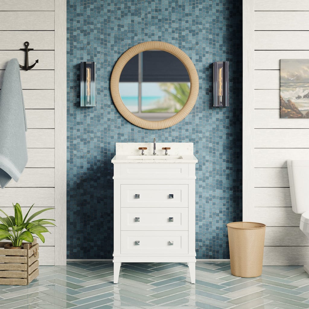 KitchenBathCollection Eleanor 24" Bathroom Vanity with Engineered Marble Top