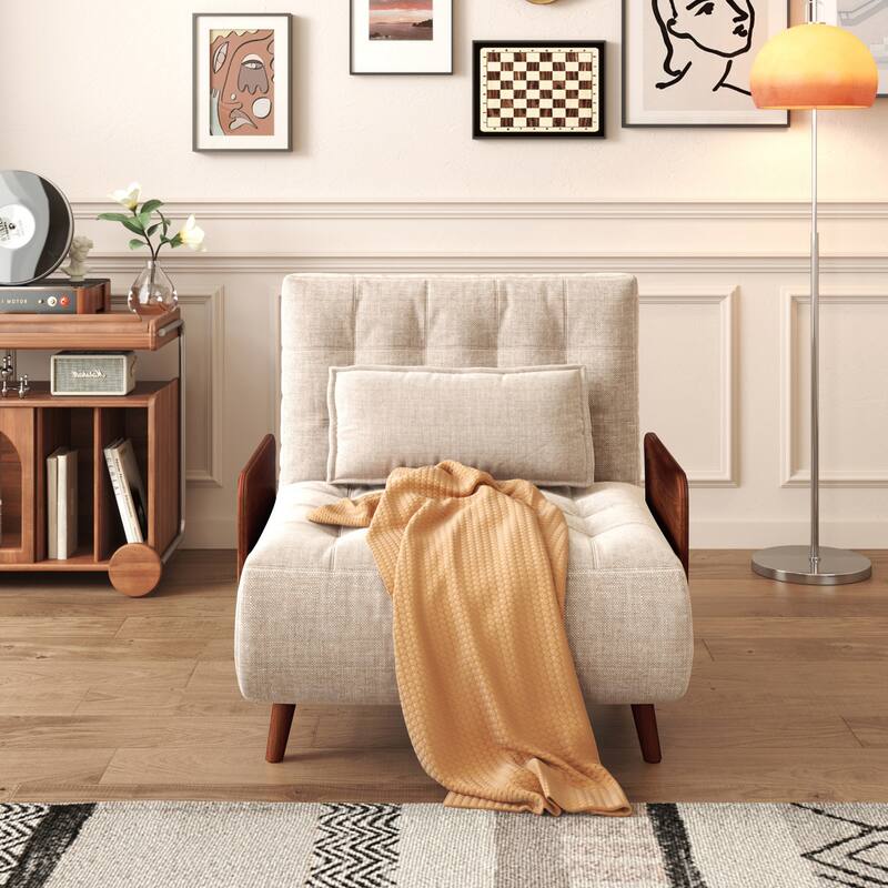 JASIWAY Modern Upholstered Sofa Bed, Beige
