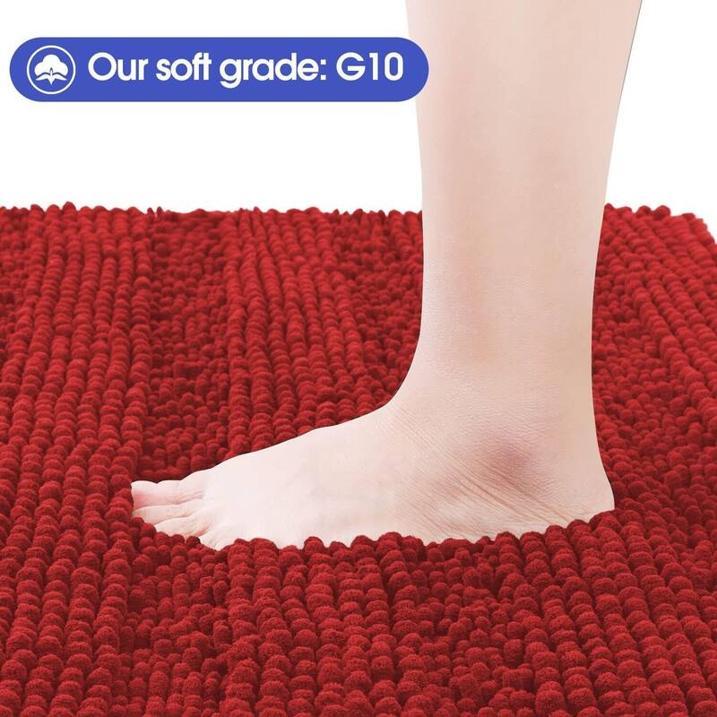 Ultra Soft Striped Non Slip Chenille Bathroom Rug Set 3 Pieces