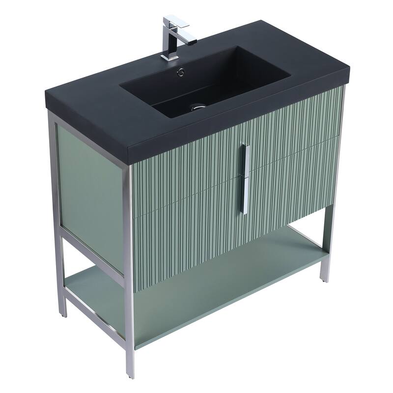 Fine Fixtures Serenity Modern Bathroom Vanity with Black Gel Acrylic Top