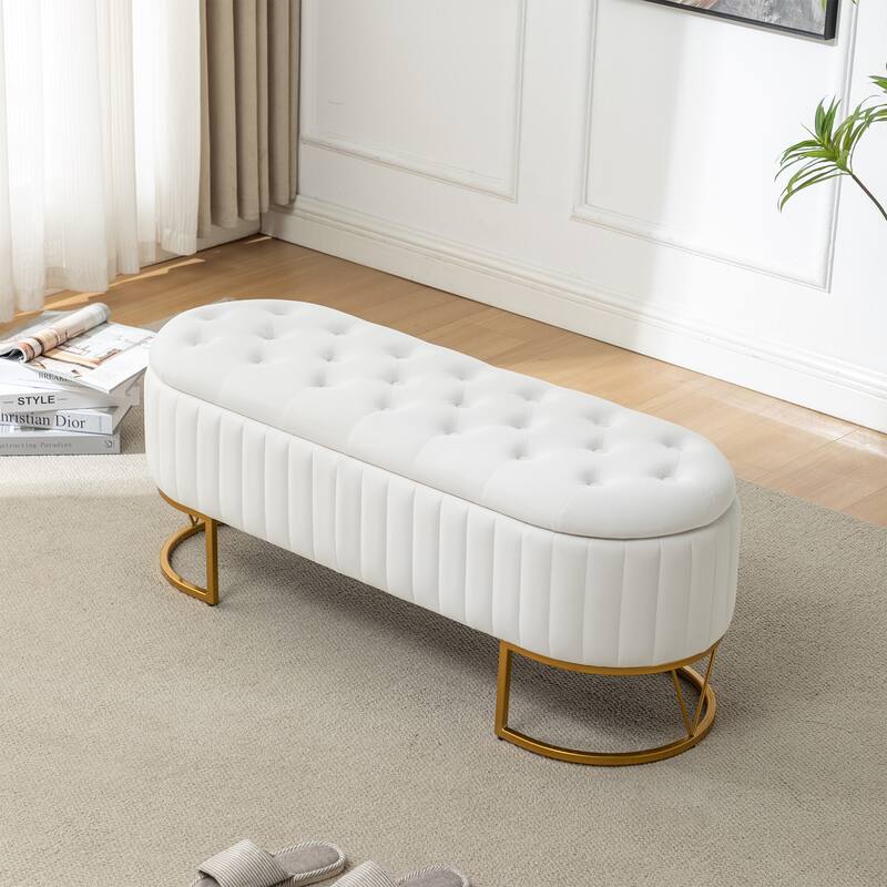 Velvet Storage Bench for Bedroom