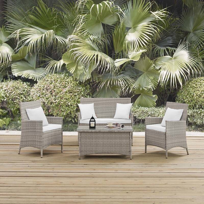 Modway Bridge Rattan 4-piece Outdoor Patio Set with Cushions