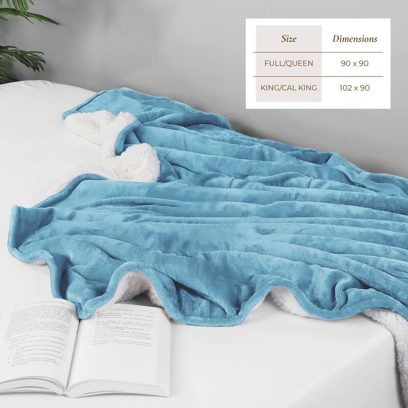Linery & Co. Velvet Plush Reversible Sherpa Bed Blanket