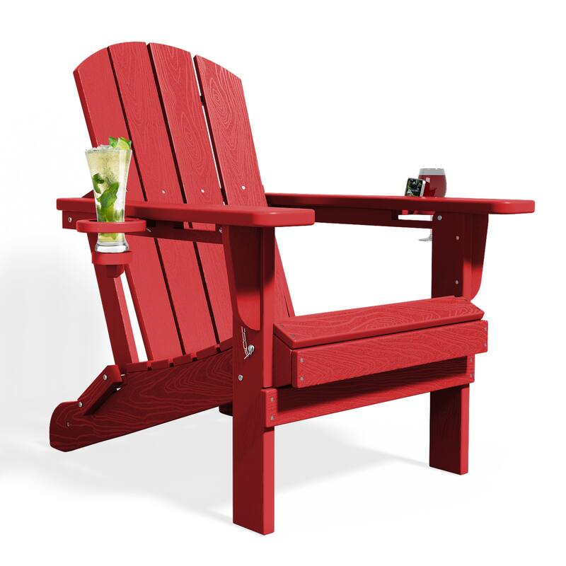 Foldable HDPE Adirondack Chair with Dual Cup Holders