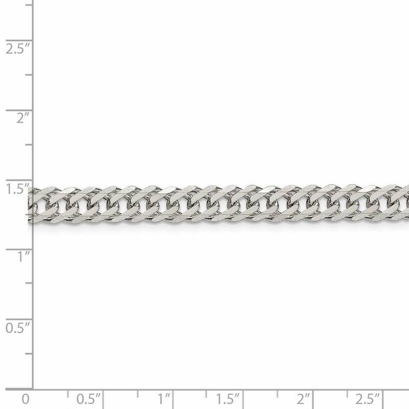 Curata 925 Sterling Silver 6.25mm Double Diamond Cut Flat Curb Chain Necklace