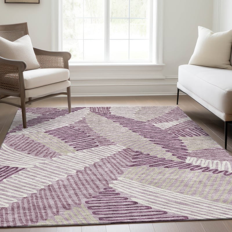 Premium Washable Super Soft Contemporary Leaf Mayfield Rug