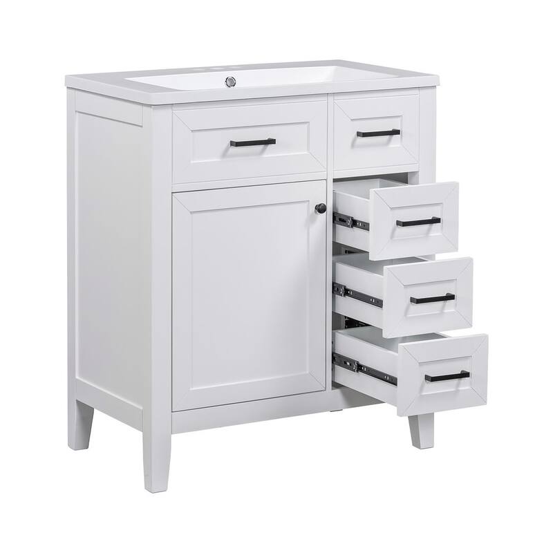 30" Solid Bathroom Vanity with Sink Set, Bathroom Cabinet with Drawers