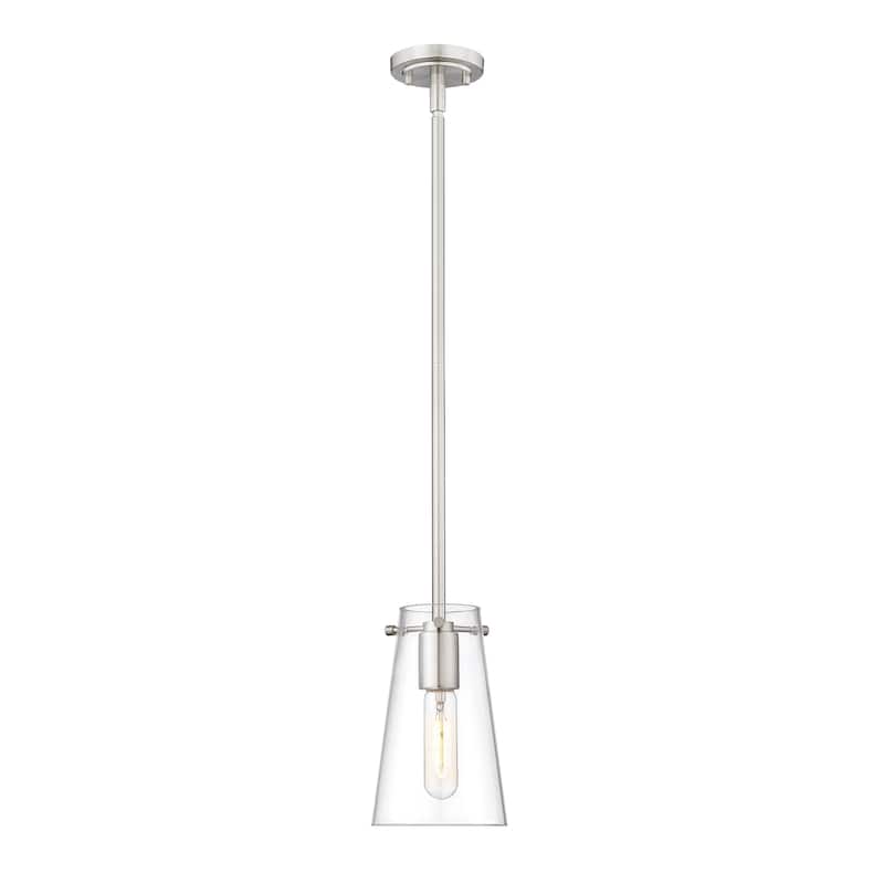 Kira by Z-Lite 1 Light Pendant in Brushed Nickel with Clear Glass Shade