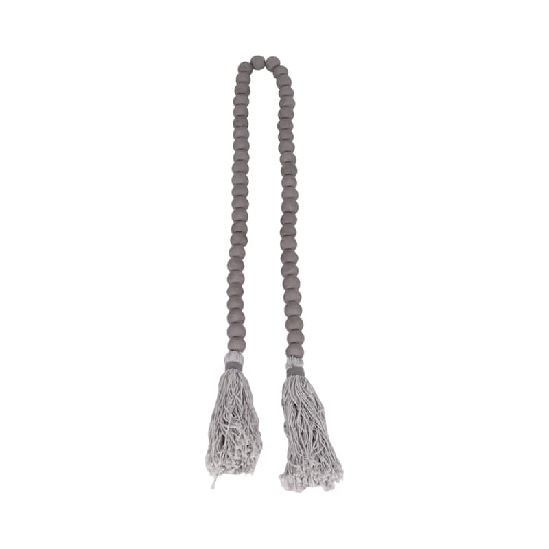 45"Lx1" Diameter Wood Beads, Bohemian Macrame Wall Decor and Home Accent for Living Rooms, Bedrooms - 45" x 1" x 1" - Gray