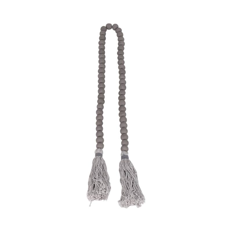 Wood Beads, Natural Finish, Bohemian Macrame Wall Decor and Home Accent for Living Rooms and Bedrooms - 45" x 1" x 1"