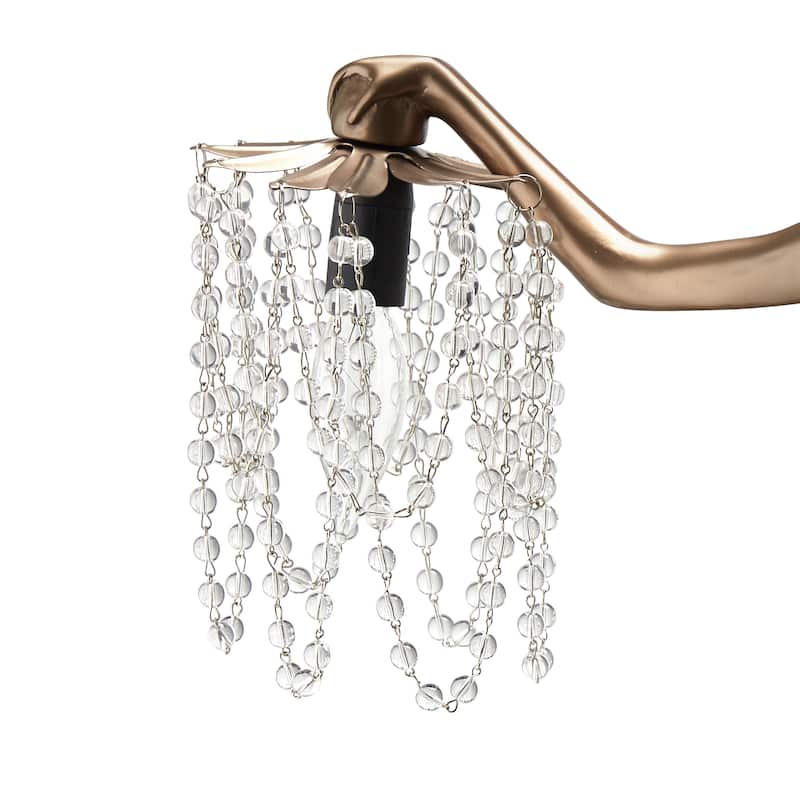 Gracewood Hollow Sansal Bronze/Resin 23.75-inch Grecian Goddess Beaded Table Lamp - 22"L x 7.625"W x 23.75"H