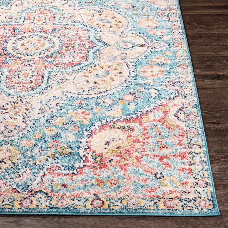 Livabliss Hal Vintage Boho Traditional Pink Medallion Area Rug