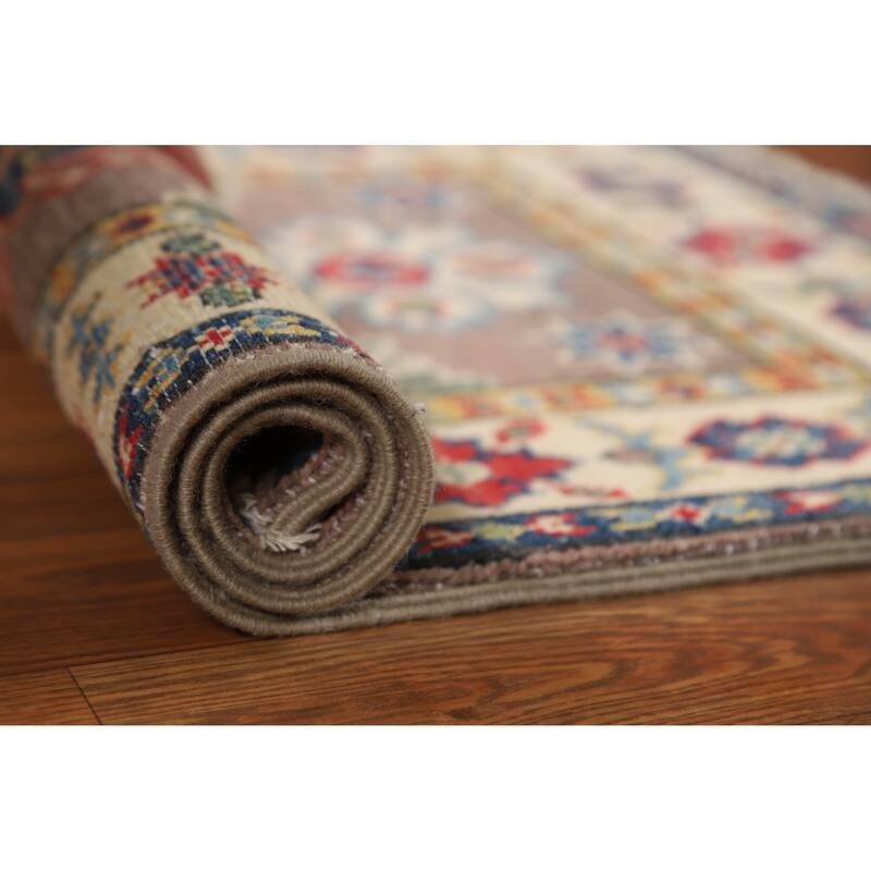 Traditional Kazak Foyer Rug Handmade Oriental Brown Wool Carpet - 2'0"x 3'0" - 2'0"x 3'0" - Brown