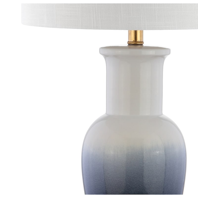 Carter Dye 31.5" Ceramic LED Table Lamp, White/Navy by JONATHAN Y