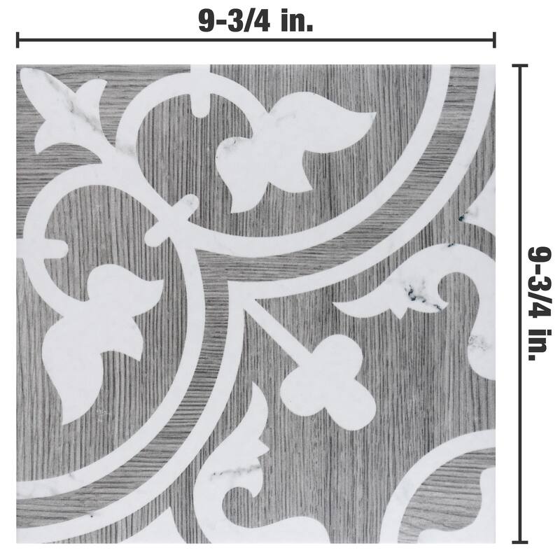 Merola Tile Llama Arte Loire Verso Silver Smoke 9-3/4" x 9-3/4" Porcelain Floor and Wall Tile