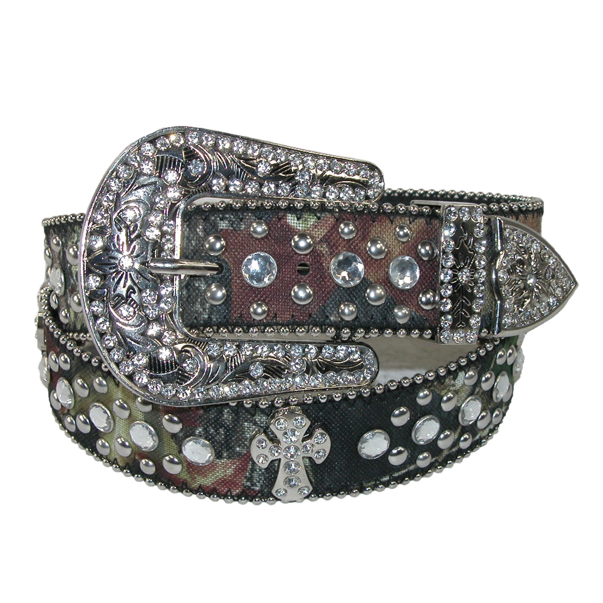 Women’s Leather Camo Belt with rhinestones Pink Leather Camouflage Belts for Women for sale | eBay main image 2