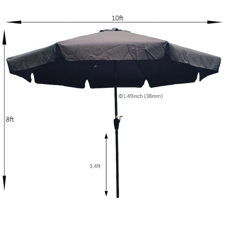 10 ft Patio Umbrella Market Table Round Umbrella Outdoor Garden,Beige / Chocolate / Bright Red / Brown