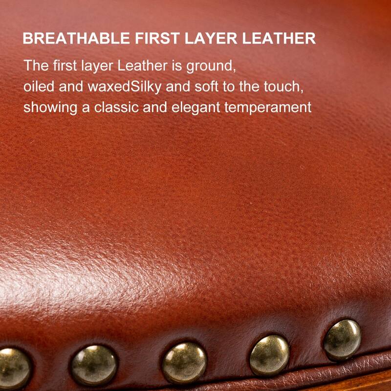 Cow top Leather Wooden Bar Stools, 360 Degree Swivel Bar Chair with Backs, Bar height Couner Height Barstools (1pc)