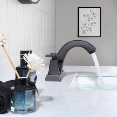2-Handle Bathroom Sink Faucet Cross handle with Pop-up Drain