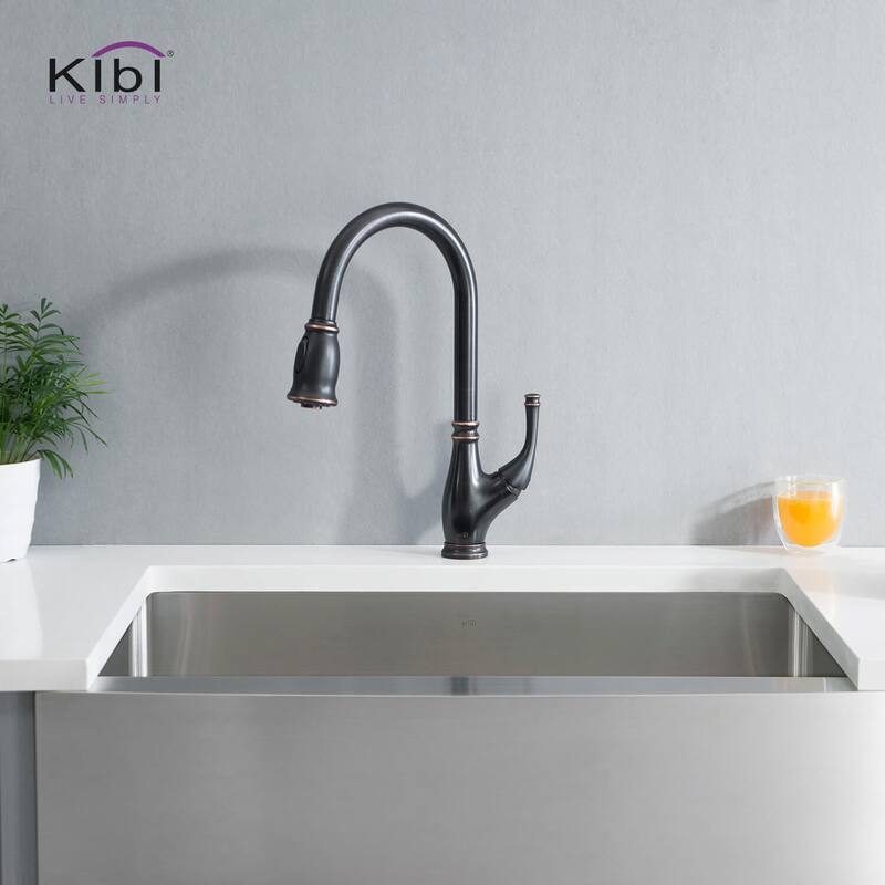 Summit Single Handle Pull Down Kitchen Sink Faucet with Soap Dispenser