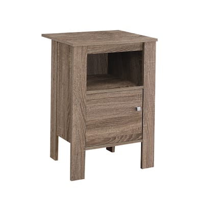 Contemporary 24" Wood Rectangular End Table with Shelf and Cabinet Modern Living Room Nightstand - 17.25"L x 14"W x 24.25"H