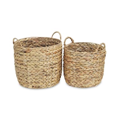 Set of 2 Brown Storage Baskets with Handles 13.25"