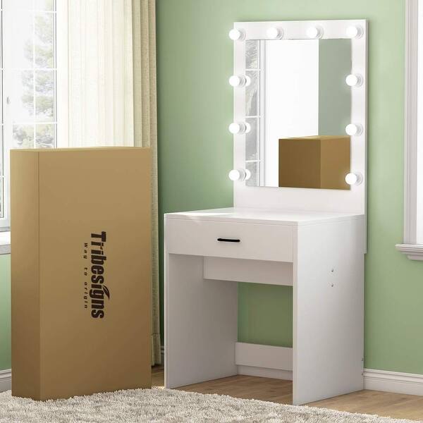 Shop Makeup Vanity With Lighted Mirror Dressing Table Dresser