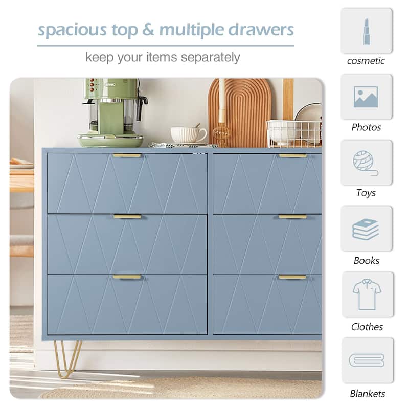 6 Drawer Dresser Drawer Chest Storage Cabinet Organizer