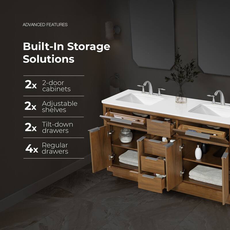 OVE Xander Bathroom Vanity with White Engineered Stone Top