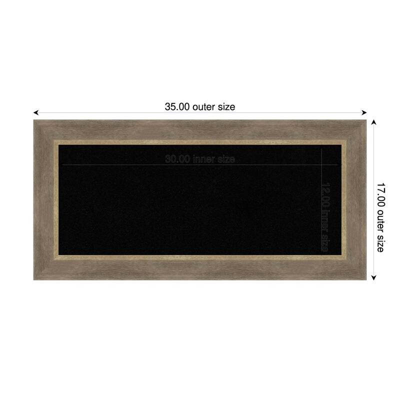 Driftwood Tan Wood Framed Cork Board - Bulletin Board, Organization Board, Pin Board - Black - 35 x 17 in