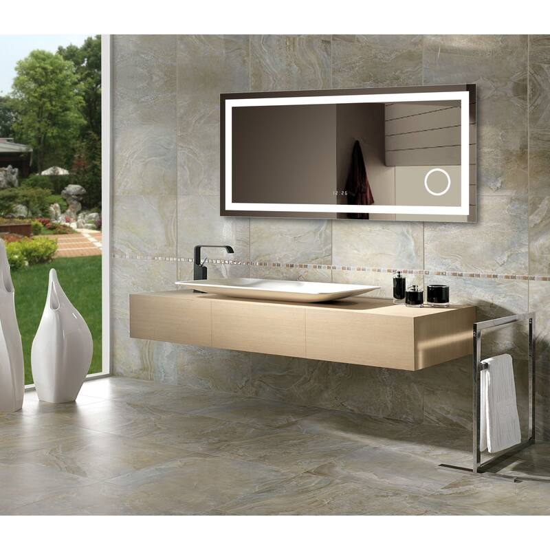 Miseno 60" W x 28" H Rectangular Frameless Wall Mounted Mirror with