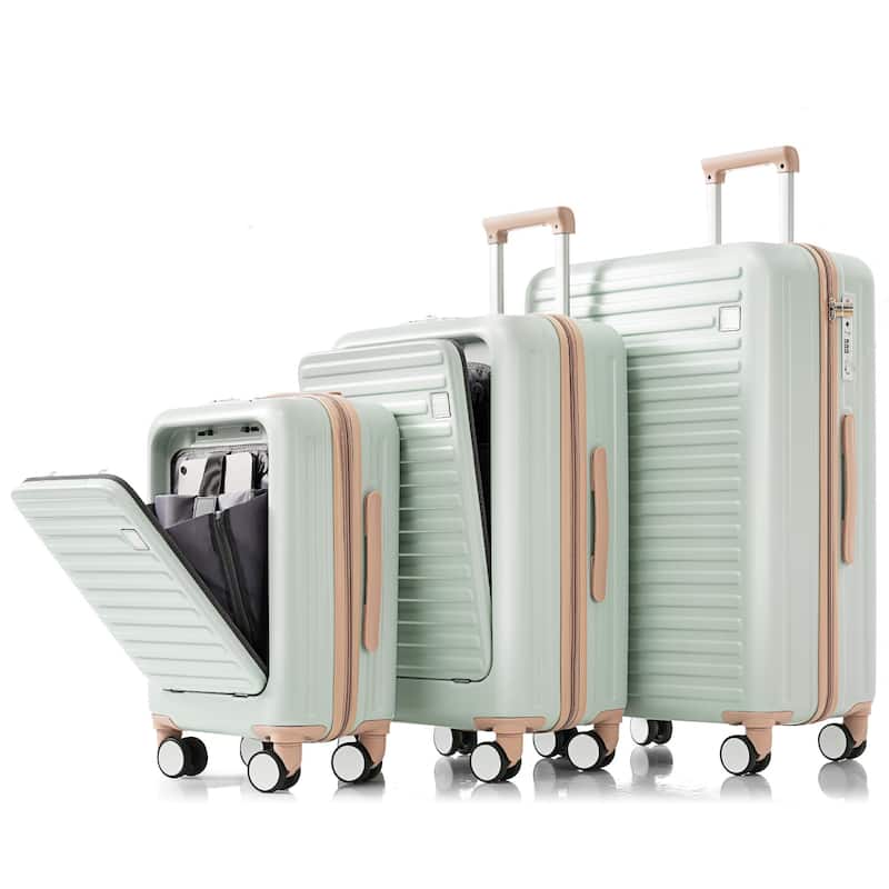Luggage Set of Three, ABS Hard Shell Luggage with Spinner Wheels - Grey