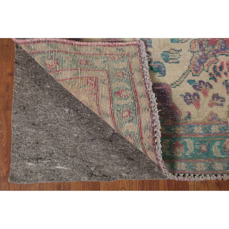 Pink Tabriz Persian Antique Area Rug Handmade Wool Carpet - 7'5"x 10'1"